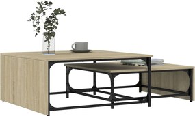 vidaXL Τραπεζάκια Ζιγκόν 2 τεμ. Sonoma Δρυς Επεξ. Ξύλο &amp; Μέταλλο