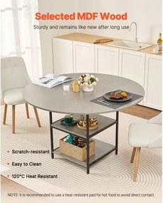 VEVOR 47 in Round Dining Table Wood Kitchen Table for 2-4 Person (Only Table)