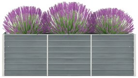 vidaXL Ζαρντινιέρα Υπερυψωμένη Γκρι 240x40x77 εκ. Γαλβανισμ. Χάλυβας
