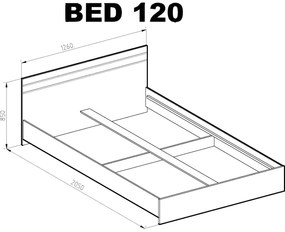 Κρεβάτι Ημίδιπλο Ξύλινο RILEY Wenge120x200