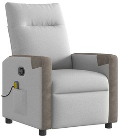 vidaXL καρέκλα ανάκλισης μασάζ Cloud Grey Fabric