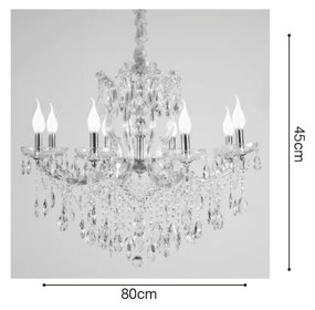 Κρεμαστό φωτιστικό από χρώμιο μέταλλο γυαλί και κρύσταλλα 8XE14 D:80cm (5244-8-Χρώμιο)