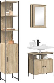 vidaXL Σετ Επίπλων Μπάνιου 3 pcs Δρύς Sonoma Επεξεργασμένο ξύλο