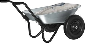 VidaXL Τροχόσπιτο Ασημί και Μαύρο 100 L 150 kg Γαλβανισμένος Χάλυβας