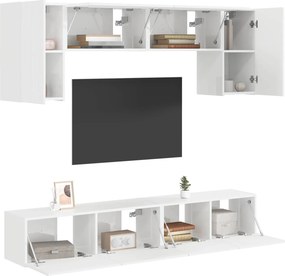 vidaXL Σετ επίπλου τηλεόρασης 4 pcs Υψηλής γυαλάδας λευκό