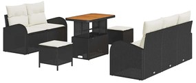 vidaXL Σετ Καναπέ Κήπου 8 pcs Μαύρο συνθετικό ρατάν