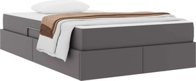 vidaXL Κρεβάτι με αποθηκευτικό χώρο και στρώμα 2 pcs Γκρι Δέρμα