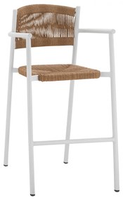 ALUMINUM STOOL WHITE WITH ROPE BEIGE  56x59x107 cm.