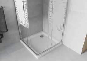 Mexen Rio τετράγωνη καμπίνα ντους 90 x 90 cm, λευκές λωρίδες, χρώμιο +
