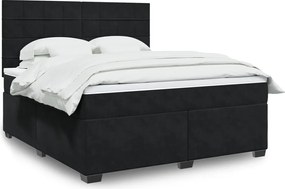 vidaXL Κρεβάτι Boxspring με Στρώμα Μαύρο 180x200 εκ. Βελούδινο