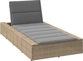 vidaXL Ξαπλώστρα με αιωρούμενο μαξιλάρι Μπεζ Poly Rattan
