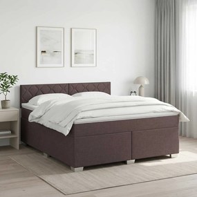 vidaXL Κρεβάτι box spring με στρώμα Σκούρο Καφέ 180 x 200 cm Ύφασμα