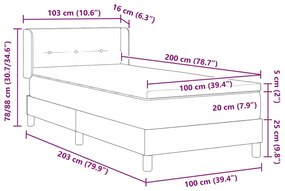 vidaXL Κρεβάτι με Ελατήρια με στρώμα Μπλε 100 x 200 cm ύφασμα