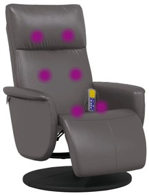 vidaXL Πολυθρόνα Μασάζ Ανακλινόμενη με Υποπόδιο Γκρι από Συνθ. Δέρμα