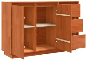 vidaXL Πλαϊνό γραφείο Καφέ 111 x 34 x 75 εκ. Μασίφ ξύλο πεύκου