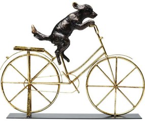 Διακοσμητικό Σκύλος Σε Ποδήλατο Καφέ-Χρυσό Μεταλλικό 44x35 εκ. (PL) 44x44688x35.5εκ - Χρυσό