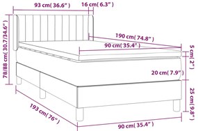 vidaXL Κρεβάτι Boxspring με Στρώμα Taupe 90x190 εκ.Υφασμάτινο