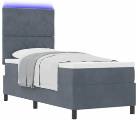 vidaXL Κρεβάτι με ελατήρια με στρώμα Σκούρο Γκρι 80 x 200 cm Βελούδο