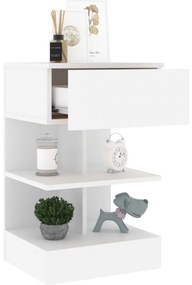 vidaXL Κομοδίνα 2 τεμ. Λευκά 40 x 35 x 65 εκ. από Επεξ. Ξύλο