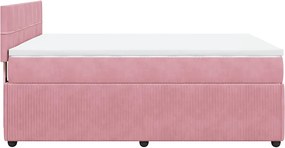 vidaXL Κρεβάτι Boxspring με Στρώμα Ροζ 140x190 εκ. Βελούδινο