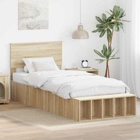 vidaXL Σκελετός Κρεβατιού Δρύς Sonoma 75 x 190 cm Επεξεργασμένο ξύλο