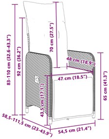 Καρέκλα Κήπου Ανακλ/νη Καφέ Συνθ. Ρατάν + Μαξιλάρια - Καφέ