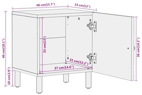 Κομοδίνο 40 x 33 x 46 εκ. από Μασίφ Ξύλο Μάνγκο - Καφέ