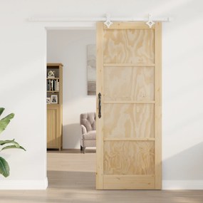 vidaXL Συρόμενη Πόρτα  με Σετ Εξαρτημάτων 83x211 εκ Μασίφ Ξύλο Πεύκου