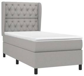 Κρεβάτι Boxspring με Στρώμα Ανοιχτό Γκρι 80x200 εκ. Υφασμάτινο - Γκρι