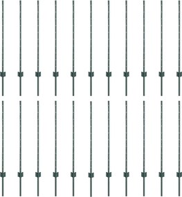 vidaXL Ενσωματωμένος Πόλος Φράχτη 22 pcs Πράσινο 140 cm