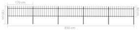 vidaXL Κάγκελα Περίφραξης με Λόγχες Μαύρα 8,5 x 0,8 μ. από Χάλυβα