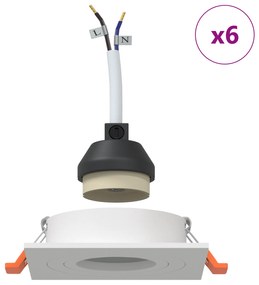 vidaXL Κρυφά Σποτ 6 τεμ Τετράγωνο GU10 Λευκό 91x91 χλστ