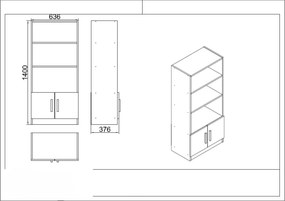 Stewehome σετ γραφείου 7 τεμαχίων με βιβλιοθήκες -λευκό 140x60x73.8 cm