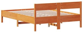 vidaXL Σκελετός Κρεβατιού Χωρίς Στρώμα Καφέ 140x190 Μασίφ Ξύλο Πεύκου