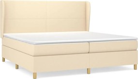 vidaXL Κρεβάτι Boxspring με Στρώμα Κρεμ 200x200 εκ. Υφασμάτινο