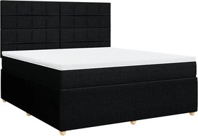 vidaXL Κρεβάτι Boxspring με Στρώμα Μαύρο 180x200 εκ. Υφασμάτινο