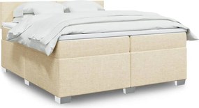 vidaXL Κρεβάτι Boxspring με Στρώμα Κρεμ 200x200 εκ. Υφασμάτινο
