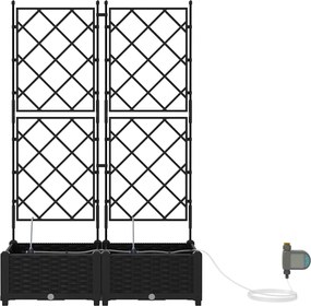 vidaXL Γλάστρα Κήπου 2 τμχ. Μαύρο 80 x 40 x 126 cm PP
