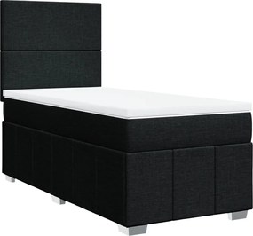 vidaXL Κρεβάτι Boxspring με Στρώμα Μαύρο 90x190 εκ.Υφασμάτινο