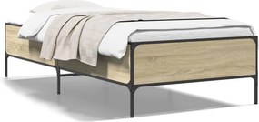 vidaXL Πλαίσιο Κρεβατιού Sonoma Δρυς 100x200 εκ. Επεξ. Ξύλο &amp; Μέταλλο