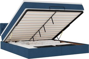 vidaXL Οθωμανικό κρεβάτι με στρώμα &amp; LEDs Μπλε 160x200cm ύφασμα