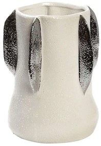 Βάζο Κεραμικό Φύλλα NIX104 15,8x15,8x20,3cm White-Silver Espiel Ceramic