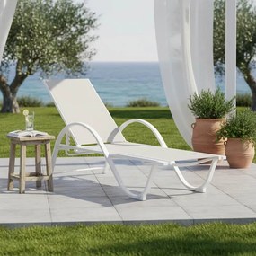 Ξαπλώστρα με μπράτσα Attain αλουμίνοο και textilene σε λευκή απόχρωση 200x62x35εκ 191x64x32 εκ.