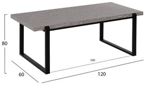 Τραπεζάκι σαλονιού SHABEN C9585.02 MDF Γκρί Μάρμαρο με Μαύρη Μεταλλική Βάση 120x56X45Yεκ. 120x60x46 εκ.