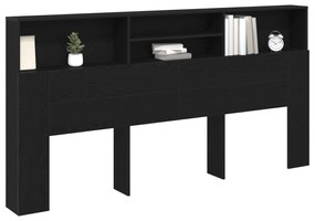 vidaXL Μαύρο κεφαλάκι από ξύλο δρυς, 200 x 19 x 103.5 εκ, Επεξεργασμένο ξύλο