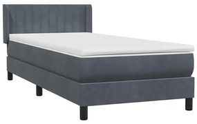 vidaXL Κρεβάτι Boxspring με Στρώμα Σκούρο Γκρι 80x220 εκ. Βελούδινο