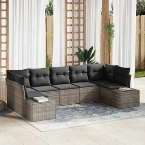 vidaXL Σετ Καναπέ Κήπου με αποθήκευση 7 pcs Γκρι Πολυ ράταν