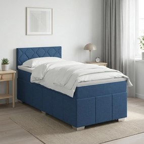 vidaXL Κρεβάτι box spring με στρώμα Μπλε 80 x 200 cm Ύφασμα
