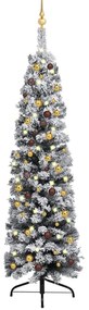 vidaXL Χριστουγεννιάτικο Δέντρο Slim με LED & Μπάλες Πράσινο 180 εκ.