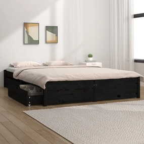 Πλαίσιο Κρεβατιού με Συρτάρια Μαύρο 120x190 εκ. Small Double - Μαύρο
